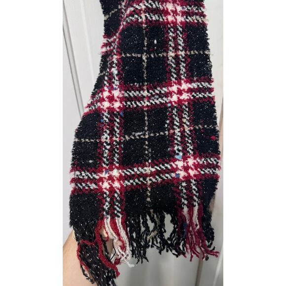 NWT Burberry London Black Red Wool Scarf Muffler 60in by 8in - Picture 6 of 7